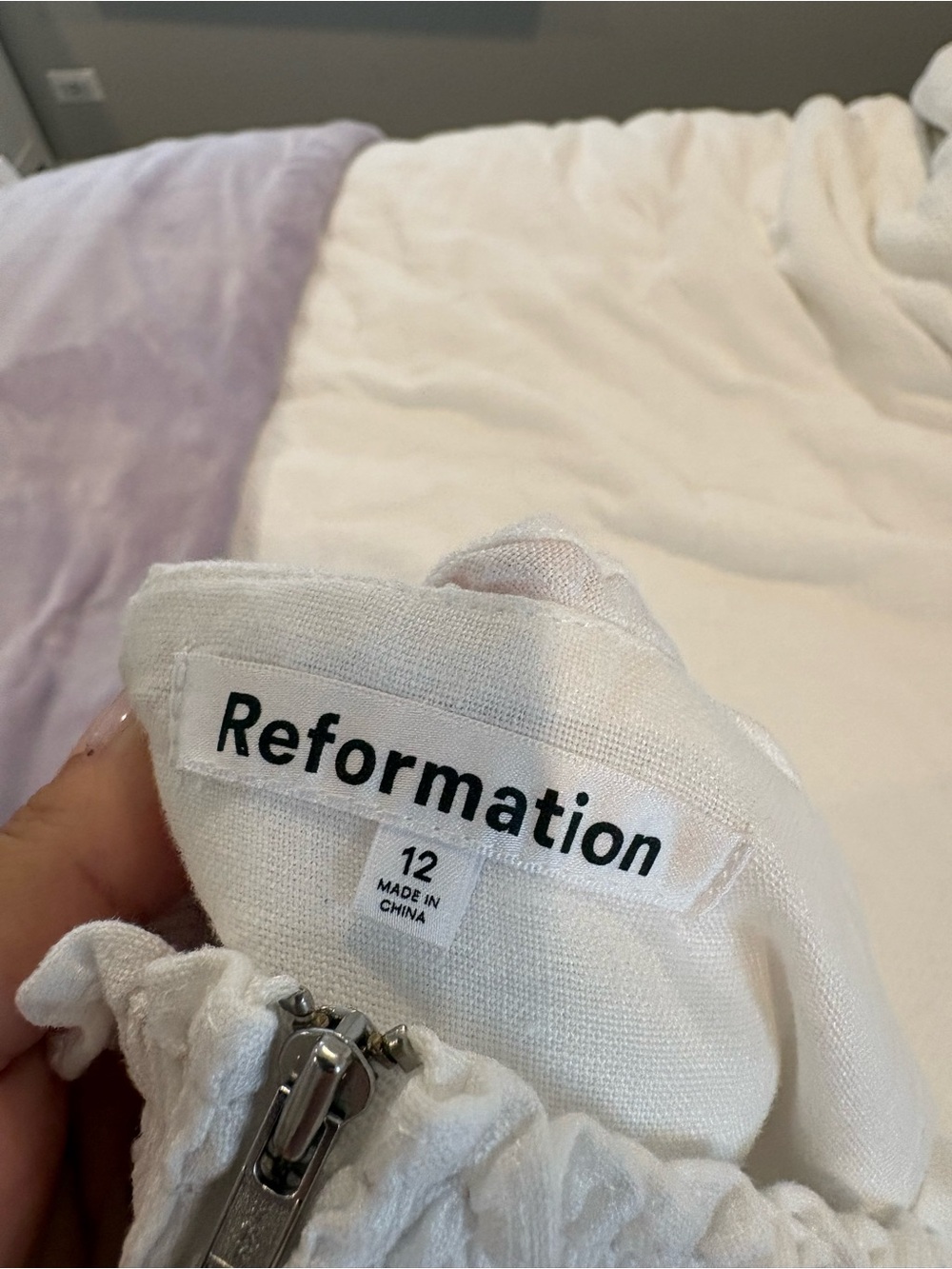 Reformation White Ruffle-Trim Mini Dress with Tie Straps - Picture 5 of 5